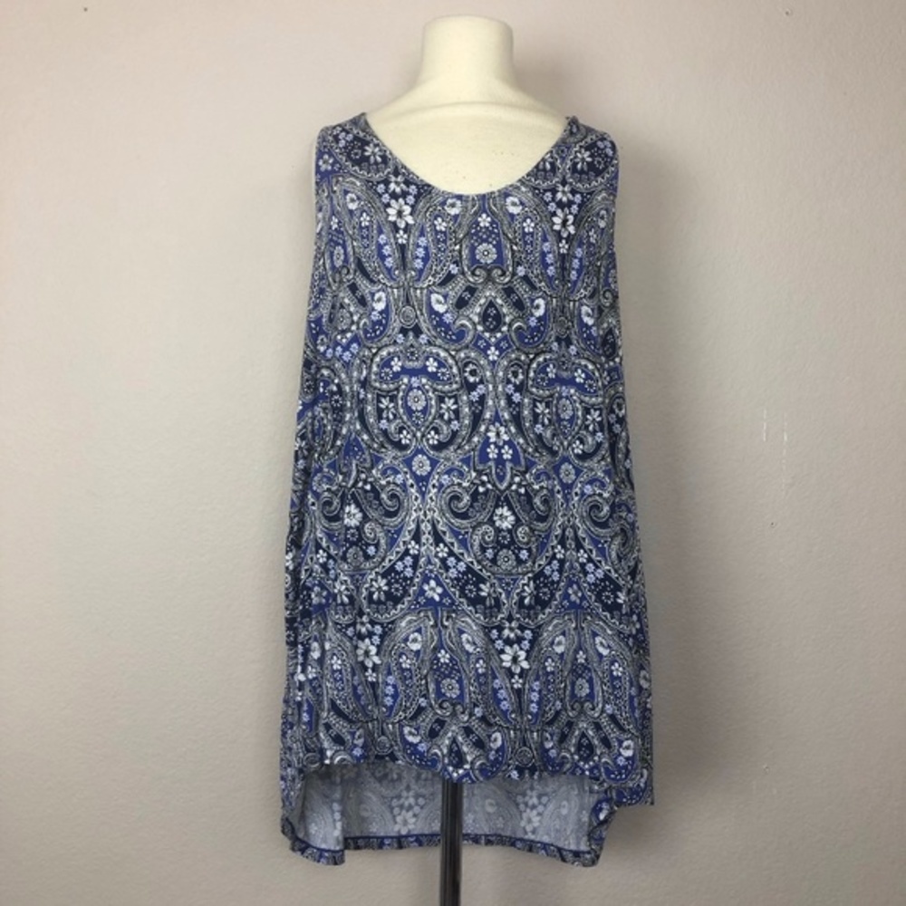 Rose + Olive Blue & White Paisley Print Blouse